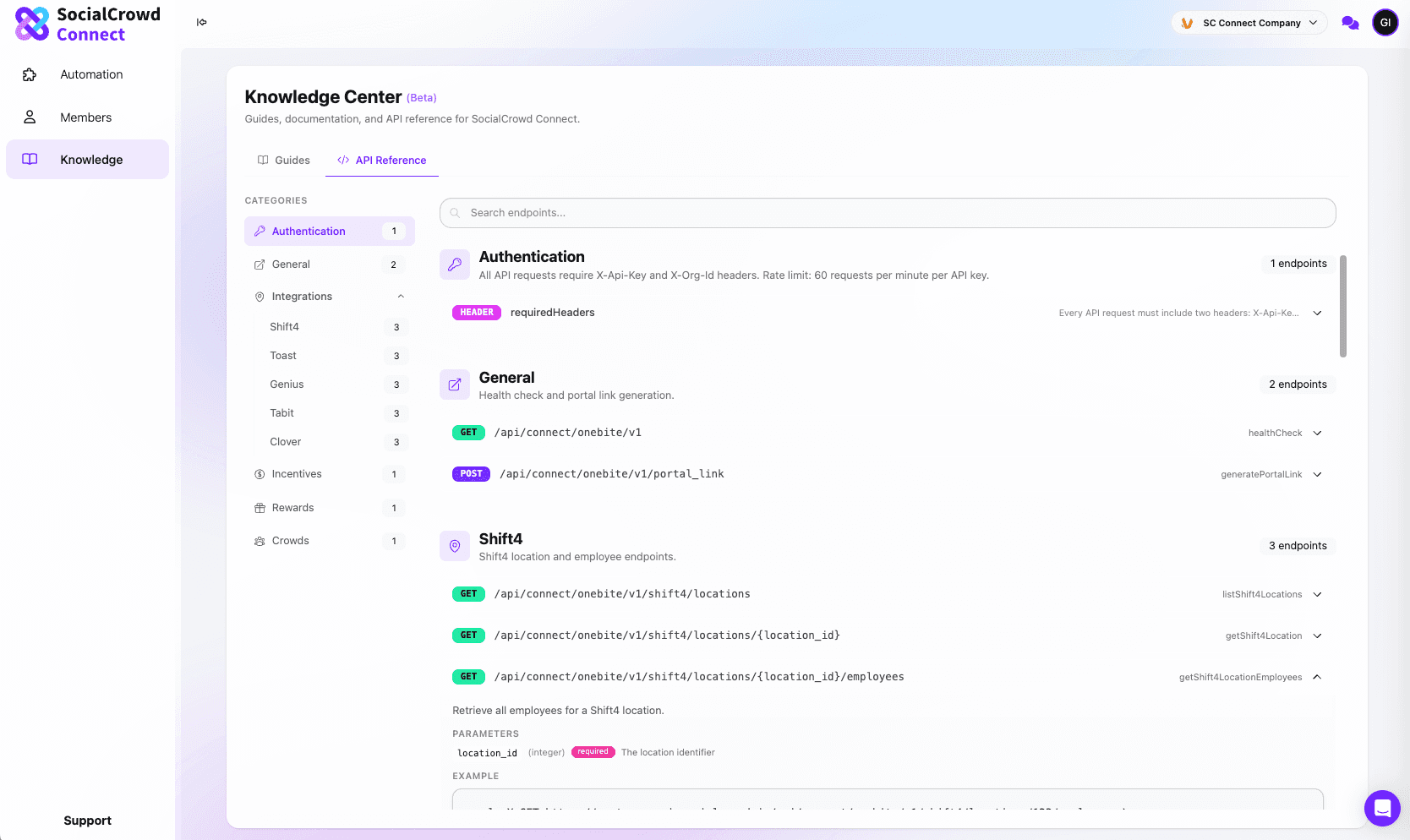 SocialCrowd Connect Dashboard