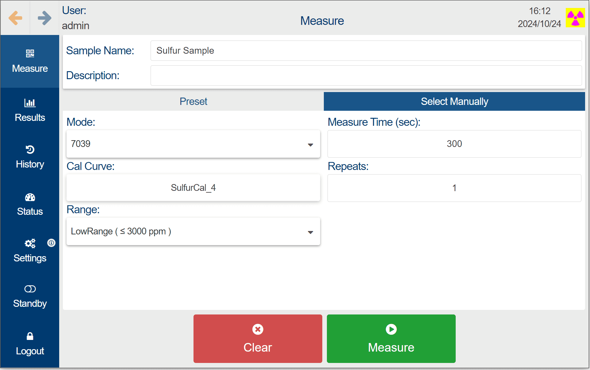 Analyzer Software Measure Screen
